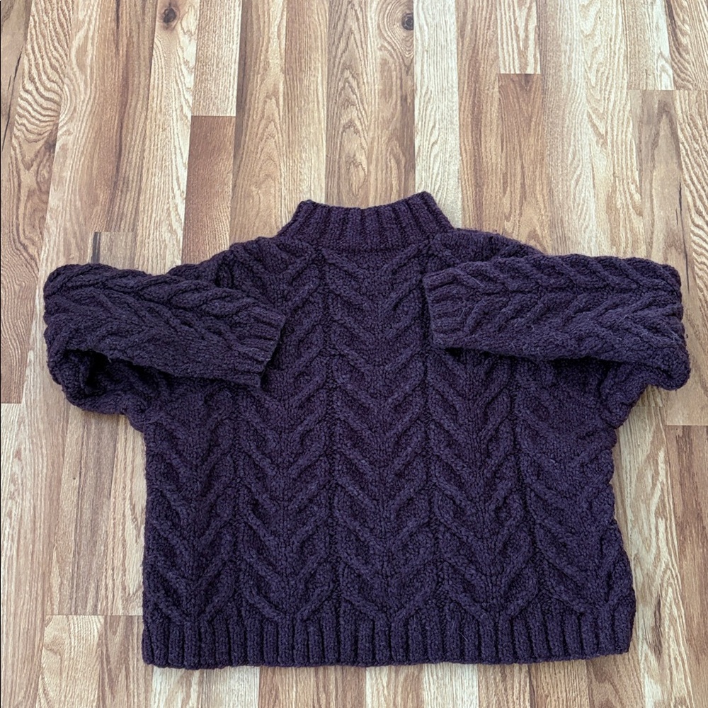 Peruvian Connection wool cable knit funnelneck Sw… - image 4